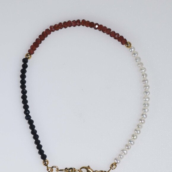 Classic Black Spinel Freshwater Pearl Garnet Gold-filled Bracelet - Picture 10 of 10